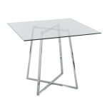 LumiSource Cosmo Contemporary Glam Square Dining Table, 36inH x 36inW x 36inD, Chrome/Clear