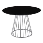 LumiSource Canary Contemporary Dining Table, 29-1/2inH x 29-1/2inW x 43-1/2inD, Silver/Black