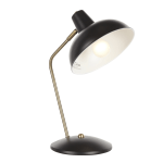 LumiSource Darby Table Lamp, 15-1/2inH, Black Shade/Black And Gold Base