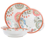 Elama Ester 12-Piece Melamine Dinnerware Set, Multicolor