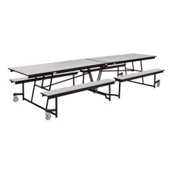 National Public Seating 12ft Rectangle Mobile Table With Benches, Gray Nebula