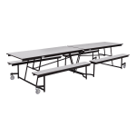 National Public Seating 12ft Rectangle Mobile Cafeteria Table With Benches, Gray Nebula