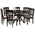 Baxton Studio Jana Dining Set, 29-15/16inH x 47-1/4inW x 47-1/4inD, Sand/Dark Brown