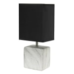 Simple Designs Petite Marbled Ceramic Table Lamp, 11-13/16inH, Black Base/White Shade