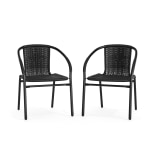 Flash Furniture Lila Restaurant Stack Chairs, Black, Pack Of 2 Chairs