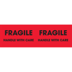 Tape Logic Preprinted Pallet Protection Labels, DL3131, 10in x 3in, CornerStyle, "Fragile / Handle With Care," Fluorescent Red, Roll Of 500