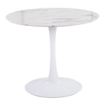 LumiSource Pebble Modern Table, 29-3/4inH x 36-1/4inW x 36-1/4inD, White/White Marble