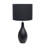 Creekwood Home Essentix Ceramic Dewdrop Table Lamp, 18-1/8inH, Black Shade/Black Base