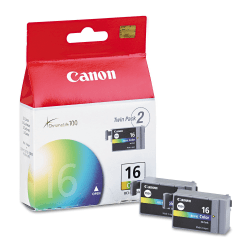 Canon BCI-16 Tri-Color Ink Tanks, Pack Of 2, 9818A003