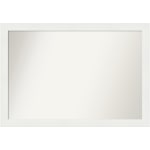 Amanti Art Narrow Non-Beveled Rectangle Framed Bathroom Wall Mirror, 27-1/2in x 39-1/2in, Vanity White