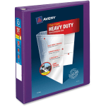 Avery Heavy-Duty View 3-Ring Binder With Locking One-Touch EZD Rings, 1 1/2in D-Rings, 41% Recycled, Purple