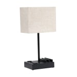 Simple Designs Multi-Use Table Lamp with 2 USB Ports and Charging Outlet, 15-5/16inH, Beige/Black