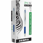 Zebra Pen Z-Grip Flight Retractable Pens, Pack Of 12, Bold Point, 1.2 mm, Blue Barrel, Blue Ink