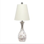 Lalia Home Malibu Curved Mosaic Seashell Table Lamp, 25inH, Cream Shade/Chrome Base