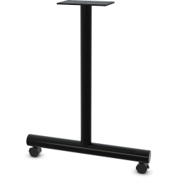 Lorell Relevance Tabletop Wheeled T-Leg Base - 27.8in , 2in Caster - Material: Tubular Steel - Finish: Black