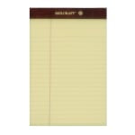 SKILCRAFT 30% Recycled Perforated Writing Pads, 5in x 8in, Yellow, Legal Ruled, Pack Of 12 (AbilityOne 7530-01-356-6726)