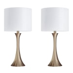 LumiSource Lenuxe Contemporary Table Lamps, 24-1/4inH, Gold & Off-White Shade/Gold Base, Set Of 2 Lamps