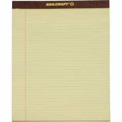 SKILCRAFT 30% Recycled Perforated Writing Pads, 8 1/2in x 11in, Yellow, Legal Ruled, Pack Of 12 (AbilityOne 7530-01-356-6727)