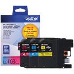 Brother LC103 Cyan, Magenta, Yellow Ink Cartridges, Pack Of 3, LC1033PKS