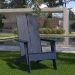 Flash Furniture Sawyer Modern All-Weather Poly Resin Wood Adirondack Chair, Navy