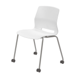 KFI Studios Imme Stack Chair With Caster Base, White/Silver