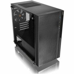 Thermaltake Versa H18 TG Computer Case - Micro Tower - Black, Blue - Tempered Glass, SPCC - 4 x Bay - 1 x 4.72in x Fan(s) Installed - 0 - Micro ATX, Mini ITX Motherboard Supported - 5 x Fan(s) Supported