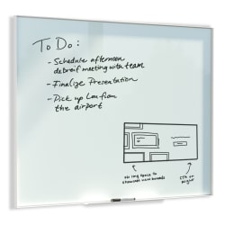 U Brands Non-Magnetic Glass Dry Erase Board, 35in X 23in, Frosted White Surface, Aluminum Frame with White Finish