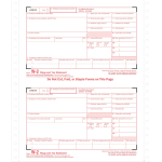 TOPS Carbonless Standard W-2 Tax Forms, 5 1/2in x 8 1/2in, 4-Part, White, Pack Of 24