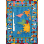 Joy Carpets Kids Essentials Rectangle Area Rug, Hands Around the World, 5-1/3ft x 7-33/50ft, Multicolor