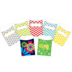 Barker Creek Peel & Stick Library Pockets, 3-1/2in x 5-1/8in, Chevron & Flora, Set Of 90 Pockets