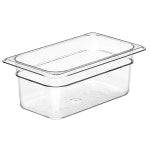 Cambro Camwear GN 1/4 Size 4in Food Pans, 4inH x 6-3/8inW x 10-1/2inD, Clear, Set Of 6 Pans