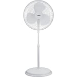 Lorell Pedestal Fan - 16in Diameter - 3 Speed - Oscillating, Tilt Adjustment - 47.3in Height x 17.8in Width x 17.8in Depth - Plastic - White