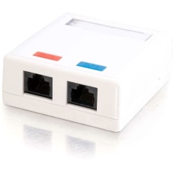 C2G 2-Port Cat5E Surface Mount Box - White - 2 x Socket(s) - RJ-45 Network - White