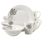 Gibson Netherwood 12-Piece Dinnerware Set, White/Gray, 995105576M