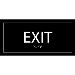 Lorell Exit Sign - 1 Each - 4in Width x 8in Height - Rectangular Shape - Surface-mountable - Easy Readability, Injection-molded - Plastic - Black