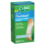 CURAD Truly Ouchless Self-Adhesive Bandage Strips, 3/4in x 3in, Beige, Pack Of 20