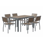 KFI Studios Eveleen 7-Piece Outdoor Patio Set, 45-5/8inH x 36inW x 36inD, Silver/Mocha