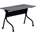 Lorell 48inW Flip-Top Training Table, Charcoal/Black