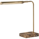 Adesso Reader LED Desk Lamp with USB Port, 15inH, Antique Brass Shade/Brown Marble Base