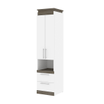 Bestar Orion 20inW Storage Cabinet With Pull-Out Shelf, White/Walnut Gray