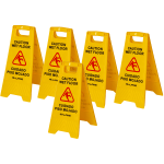 Alpine Industries Bilingual Caution Wet Floor Signs, 24-5/8in x 11-13/16in, Yellow, Pack Of 5 Signs