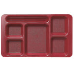 Cambro Camwear 5-Compartment Trays, Cranberry, Pack Of 24 Trays