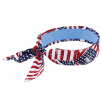 Ergodyne Chill-Its 6700CT Evaporative Cooling Tie Bandanas With Cooling Towel, Stars & Stripes, Pack Of 6 Bandanas