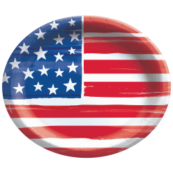 Amscan Painted Patriotic Oval Paper Plates, 10in x 12in, Multicolor, 20 Plates Per Pack, Set Of 2 Packs