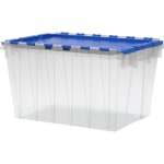 Akro Mils Keep Storage Box Container With Lid, 21 1/2in x 15in x 12 1/2in, Clear/Blue