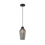 Adesso Belfry Pendant Lamp, 13-1/4inH x 6-1/2inW, Smoked Glass Shade/Black Base