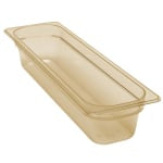 Cambro H-Pan High-Heat GN 1/2 Long Food Pans, 4inH x 6-3/8inW x 20-7/8inD, Amber, Pack Of 6 Pans