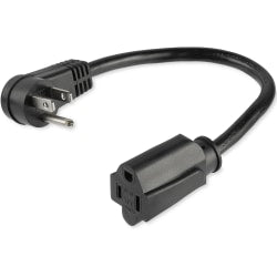 StarTech.com 1 ft Flat Extension Cord - NEMA 5-15R to NEMA Right-Angle 5-15P Power Cable - Low Profile Extension Cord - Right Angle Power Cord