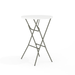 Flash Furniture Round Plastic Folding Bar Table, 43-3/4inH x 31-1/4inW x 31-1/4inD, Granite White