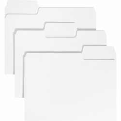 Smead SuperTab 1/3 Tab Cut Letter Recycled Top Tab File Folder - 8 1/2in x 11in - 3/4in Expansion - Assorted Position Tab Position - White - 10% Recycled - 100 / Box